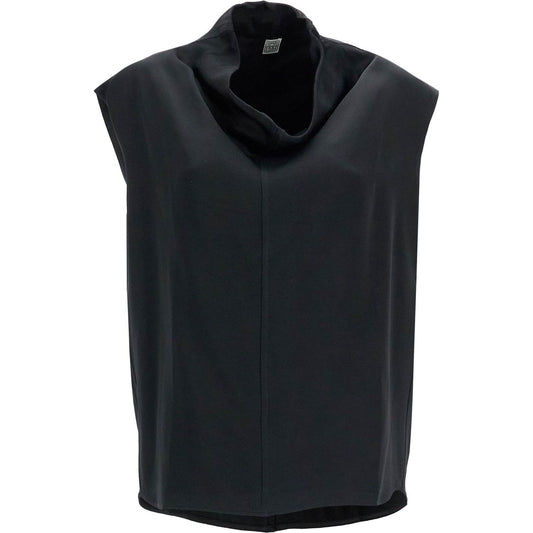 Toteme sleeveless black funnel neck top Topwear Toteme