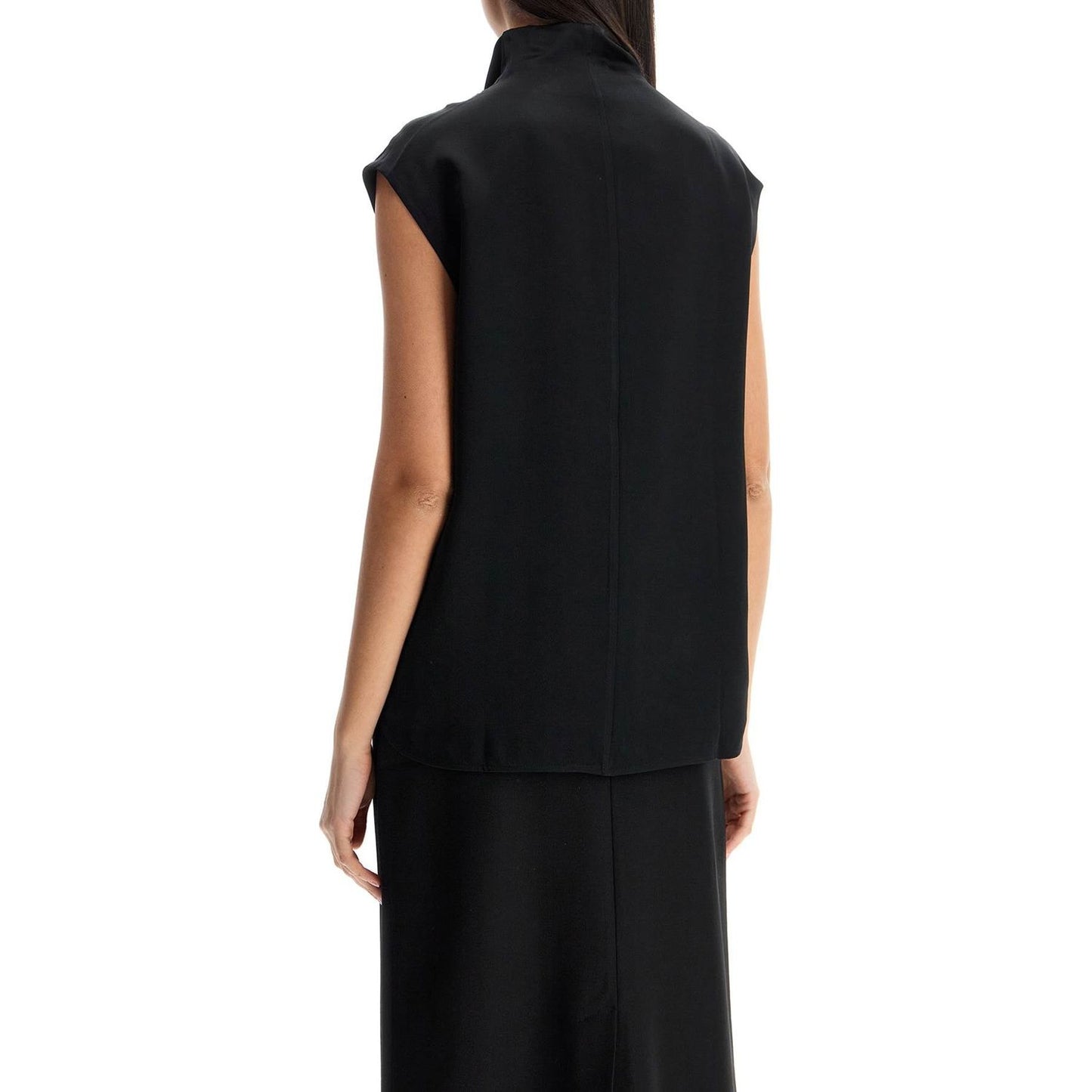 Toteme sleeveless black funnel neck top Topwear Toteme