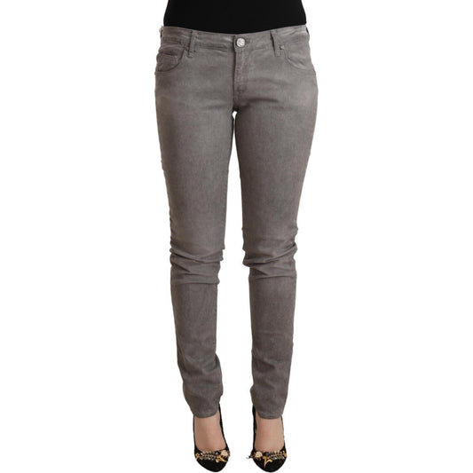 Acht Chic Gray Low Waist Skinny Cotton Jeans Acht