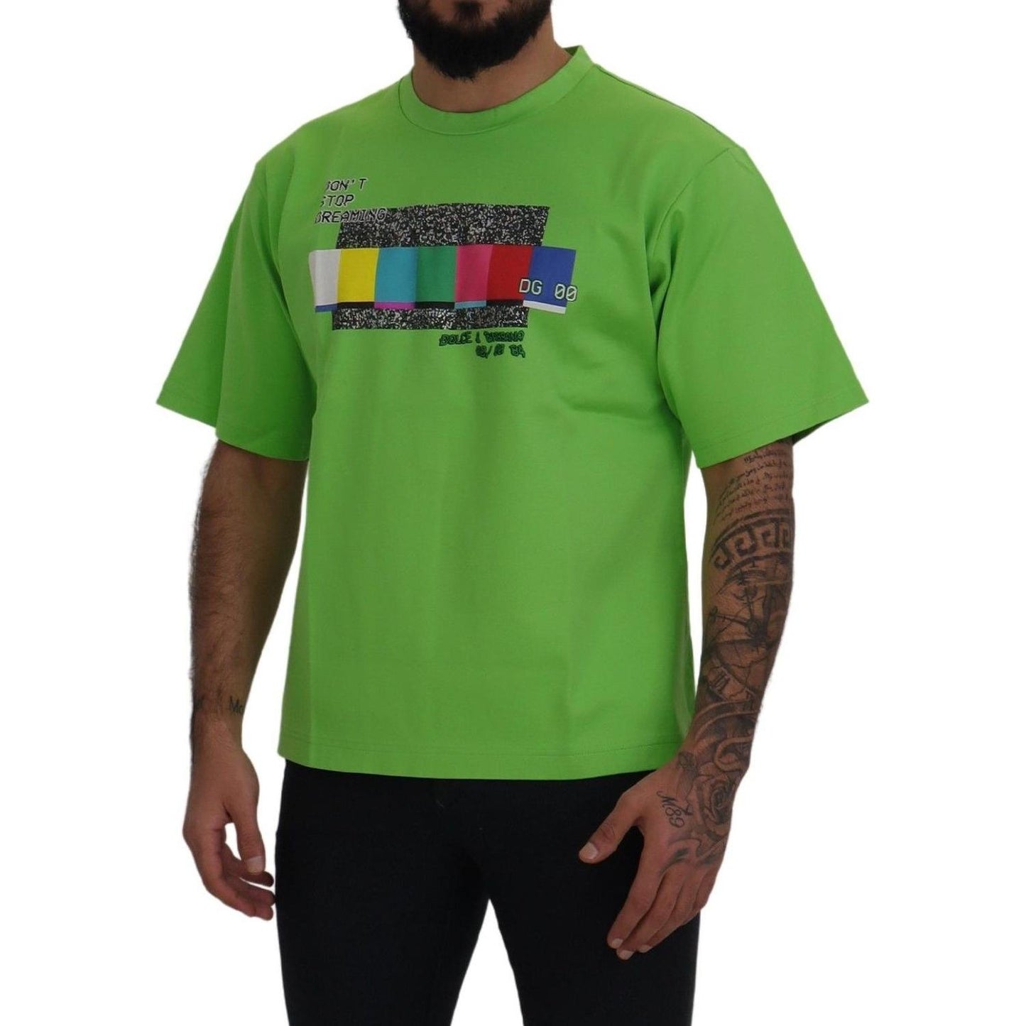 Dolce & Gabbana Green Cotton DG CHANNEL Top T-shirt