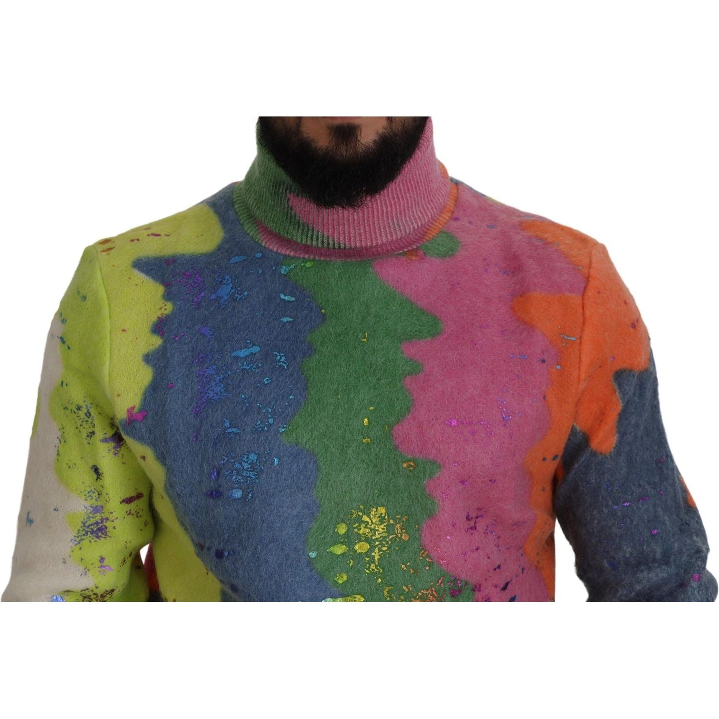 Dolce & Gabbana Multicolor Turtleneck TV Motive Sweater Dolce & Gabbana