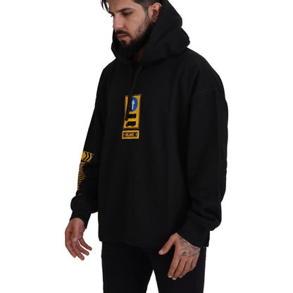 Dolce & Gabbana Black Cotton Hooded DG Shield Pullover Sweater
