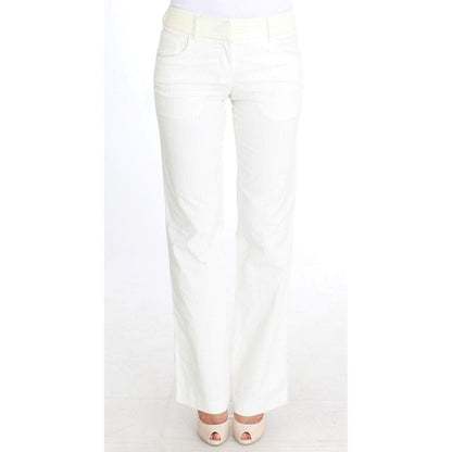 Ermanno Scervino White Striped Straight Fit Pants
