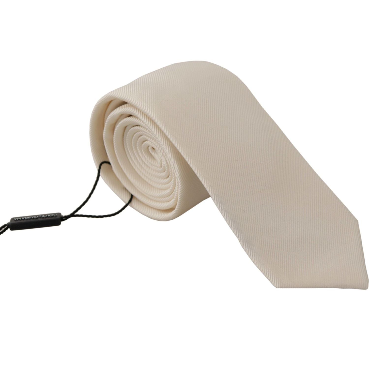 ربطة عنق رجالية أنيقة من الحرير الأبيض من دولتشي آند غابانا