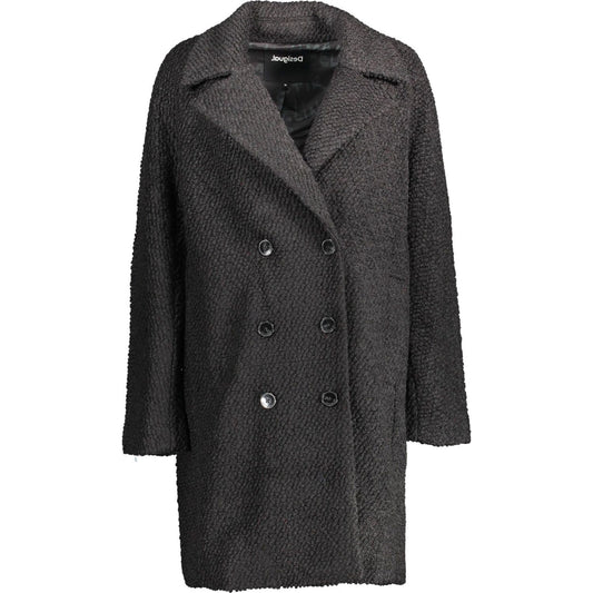 Desigual Black Wool Women Coat Desigual