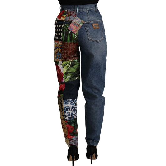 Dolce & Gabbana Patchwork Jacquard Denim Relaxed Jeans Dolce & Gabbana