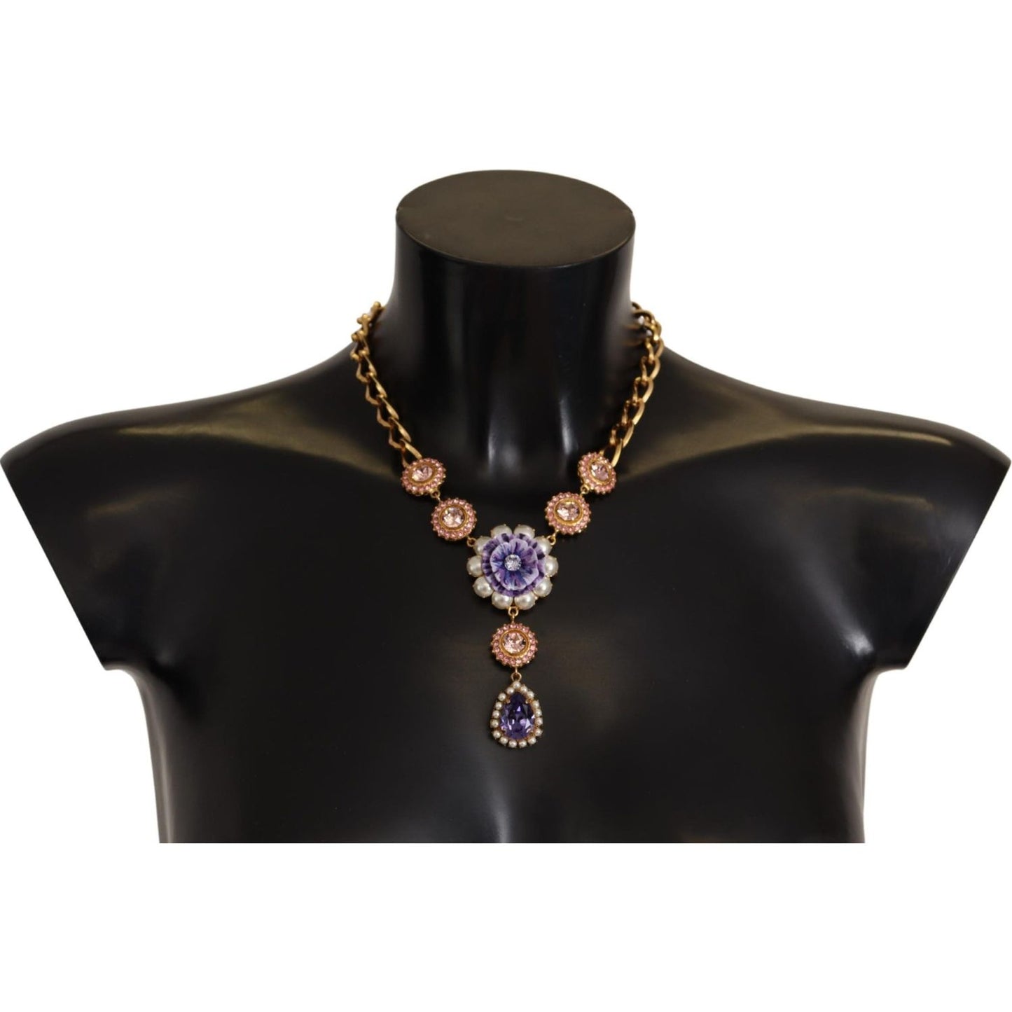 Dolce & Gabbana Elegant Floral Crystal Statement Necklace WOMAN NECKLACE Dolce & Gabbana