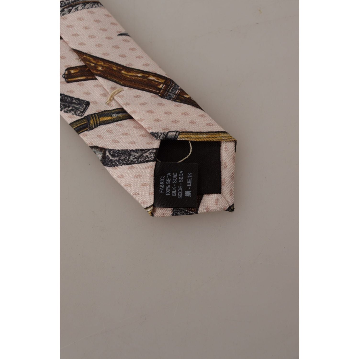 Dolce & Gabbana Pink Pen Dots Print 100% Silk Adjustable Neck Accessory Tie