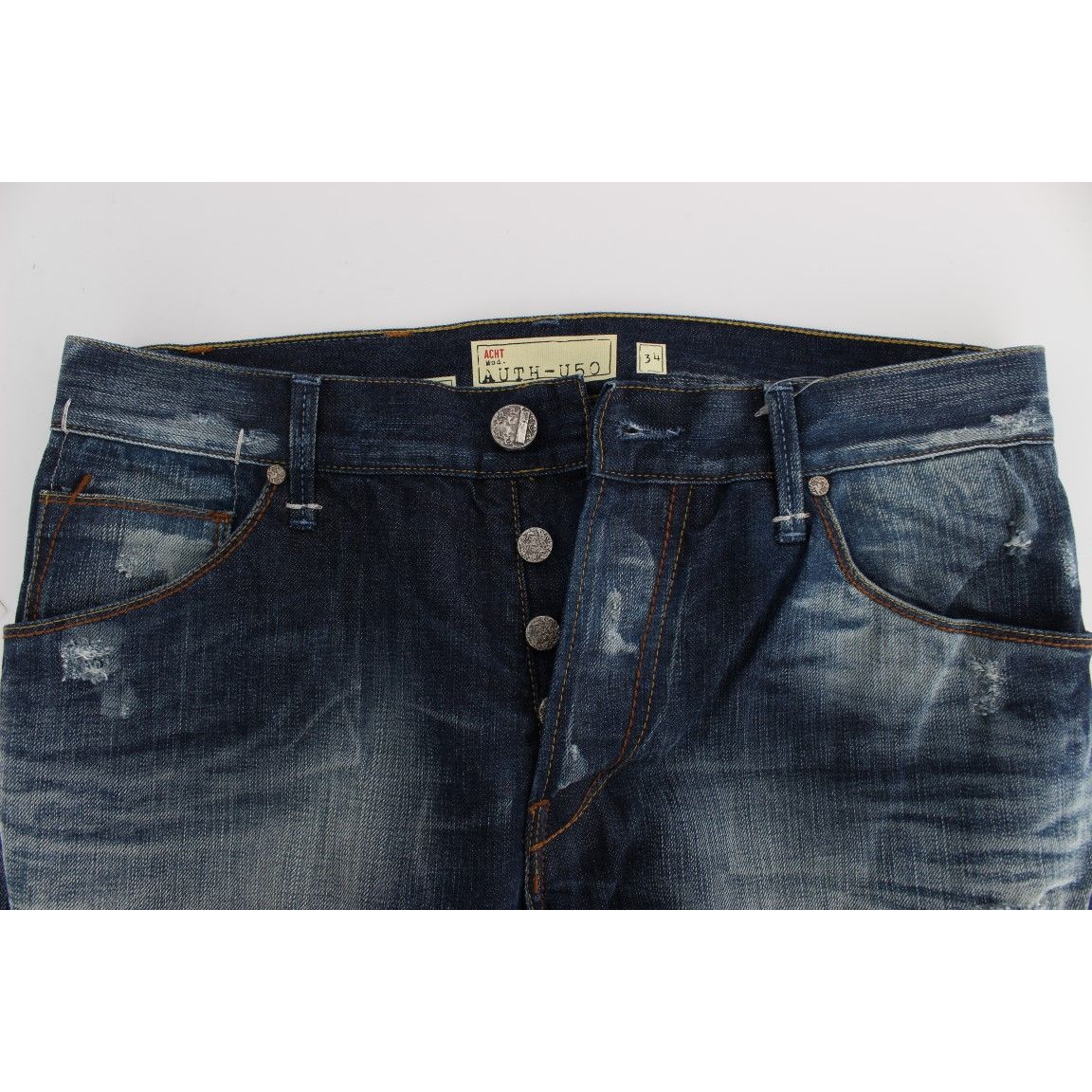 Acht Blue Wash Cotton Denim Regular Fit Jeans