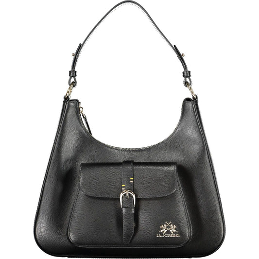 La Martina Black Leather Women Handbag La Martina