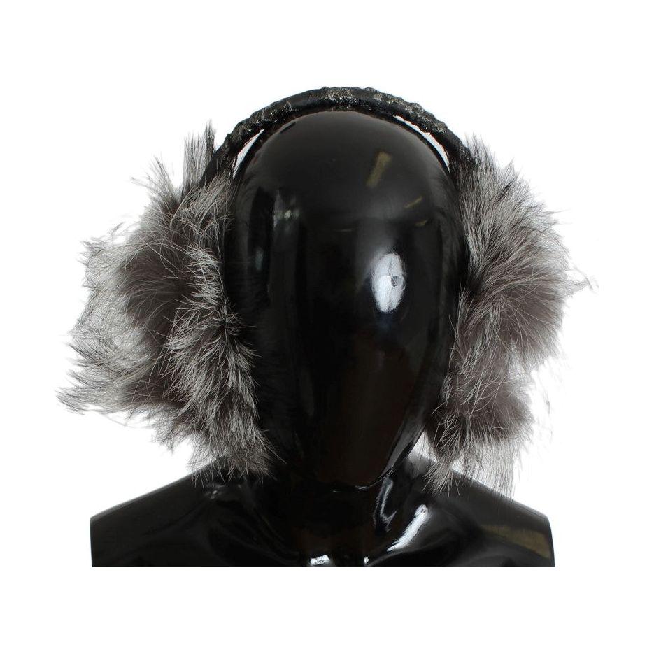 Dolce & Gabbana Elegant Fur and Crystal Ear Muffs Ear Muffs Dolce & Gabbana