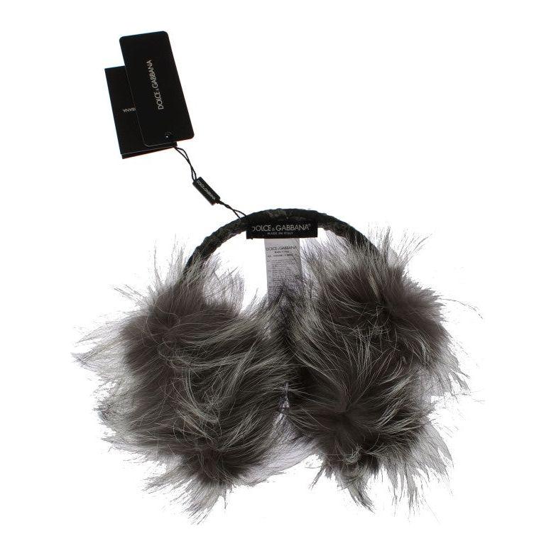 Dolce & Gabbana Elegant Fur and Crystal Ear Muffs Ear Muffs Dolce & Gabbana