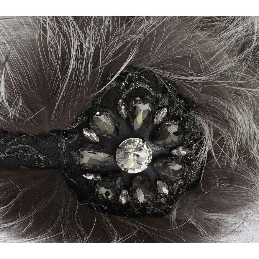 Dolce & Gabbana Elegant Fur and Crystal Ear Muffs Ear Muffs Dolce & Gabbana