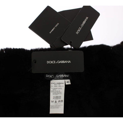 Dolce & Gabbana Silver Sequined Floral Weasel Fur Shoulder Scarf Wrap