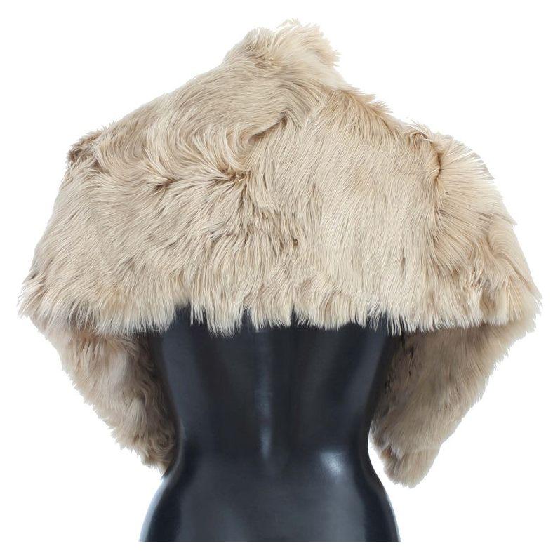 Dolce & Gabbana Elegant Alpaca Fur Shoulder Wrap in Beige Alpaca Scarves Dolce & Gabbana