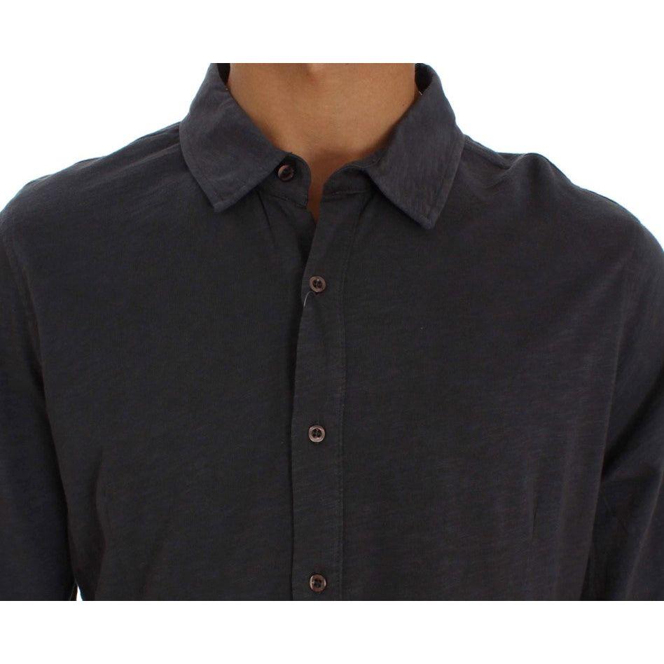 Alpha Massimo Rebecchi Gray Cotton Button Down Casual Shirt