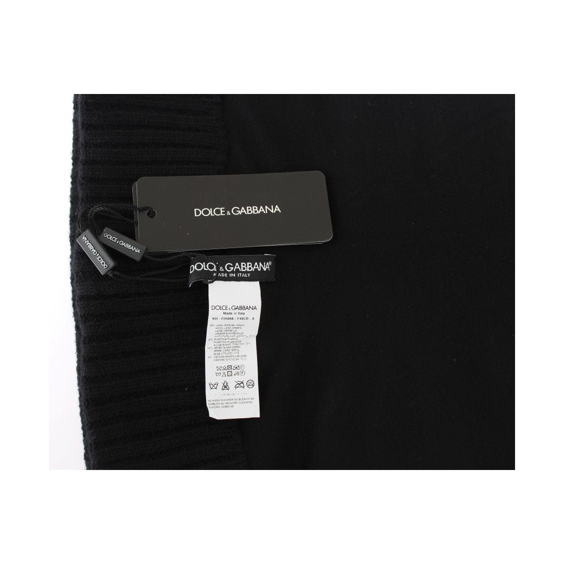 Dolce & Gabbana Black Knitted Sequin Hood Scarf Hat