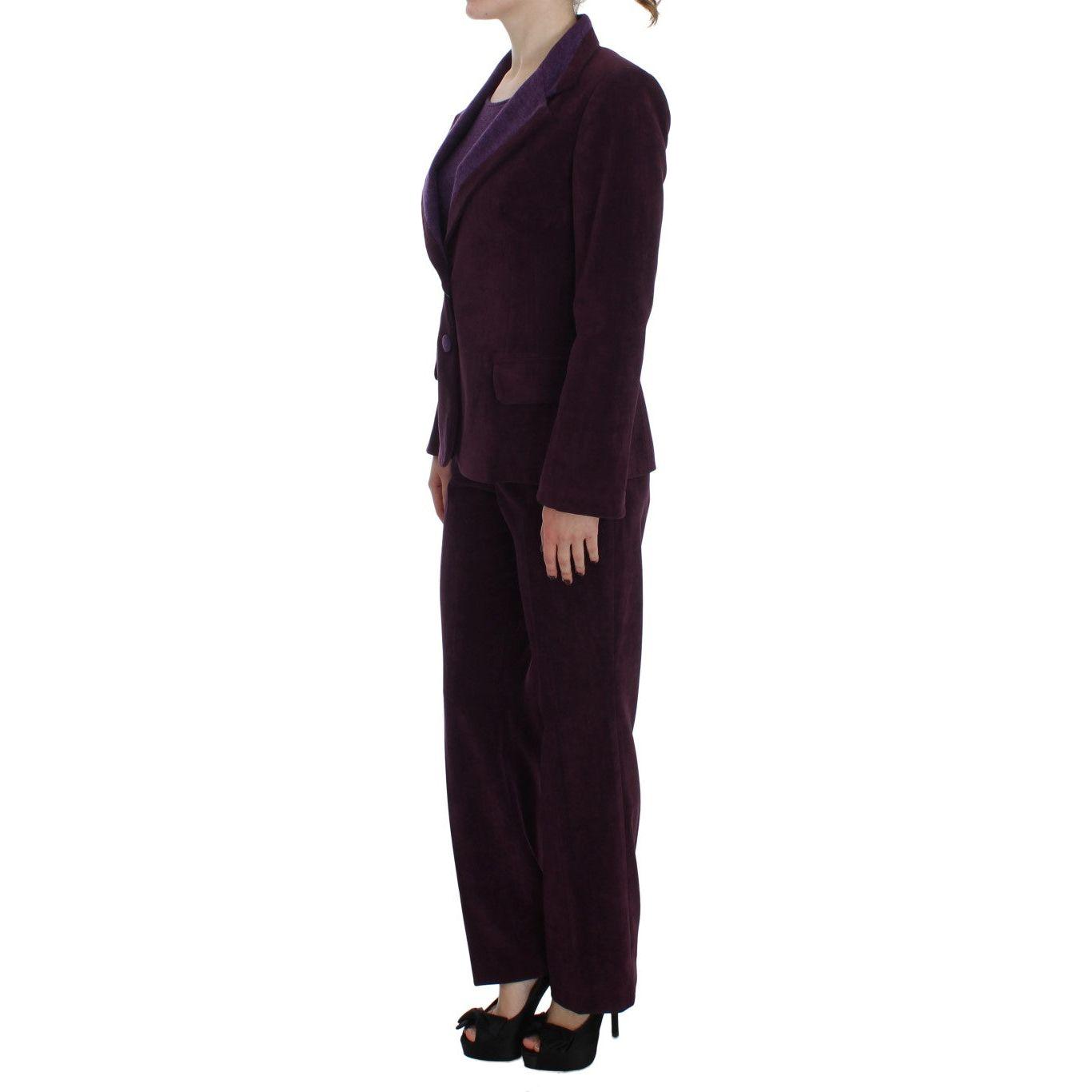 BENCIVENGA Elegant Purple Wool Blend Three Piece Suit Set Suit BENCIVENGA