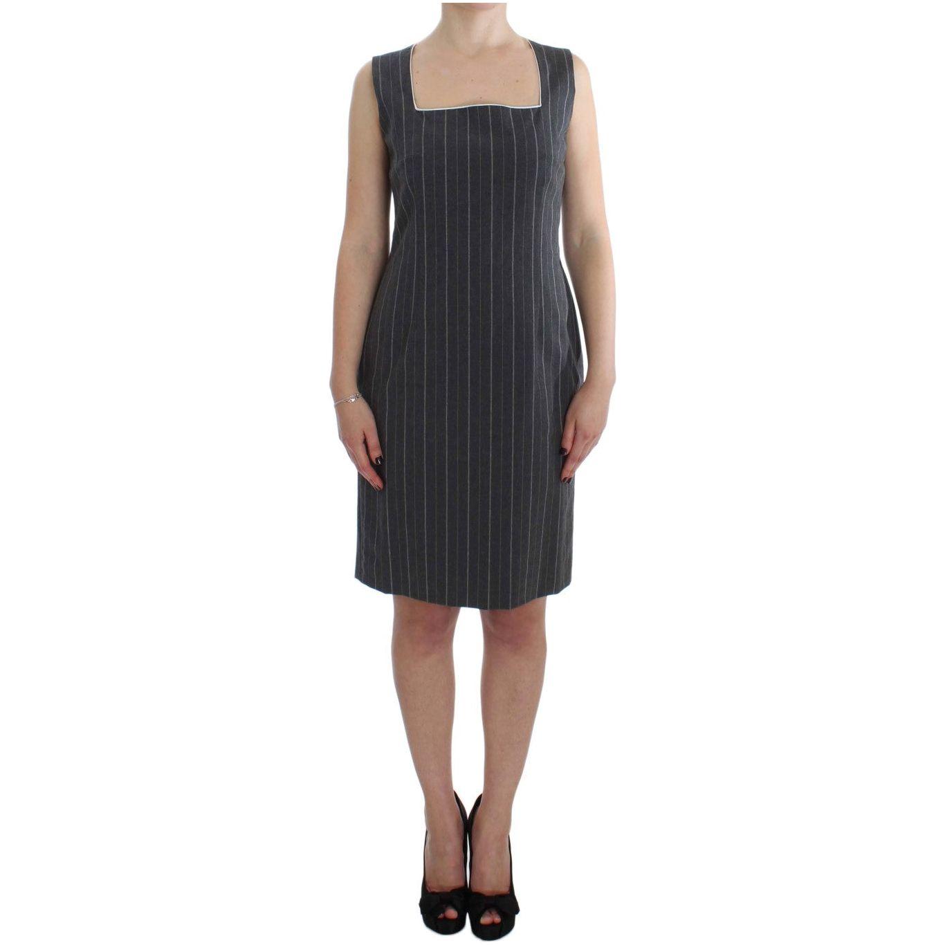 BENCIVENGA Elegant Gray Striped Dress & Blazer Suit Set BENCIVENGA