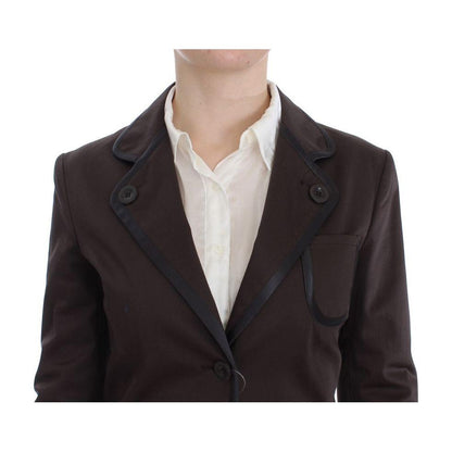 Exte Brown Stretch Two Button Suit Suit