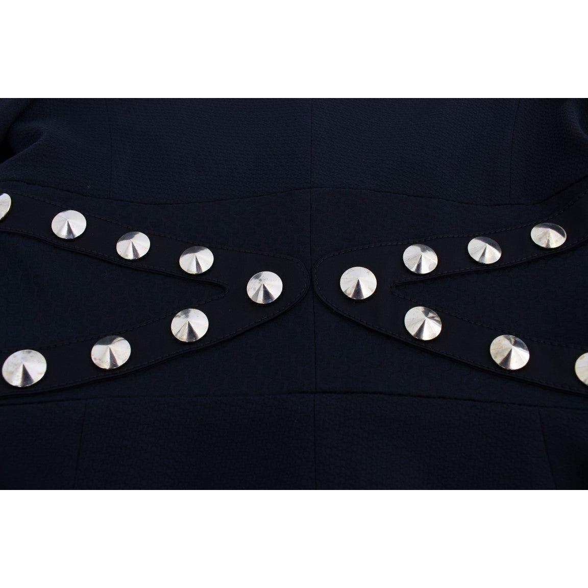 سترة إكستي شيك سوداء مطاطية مع أزرار ذهبية