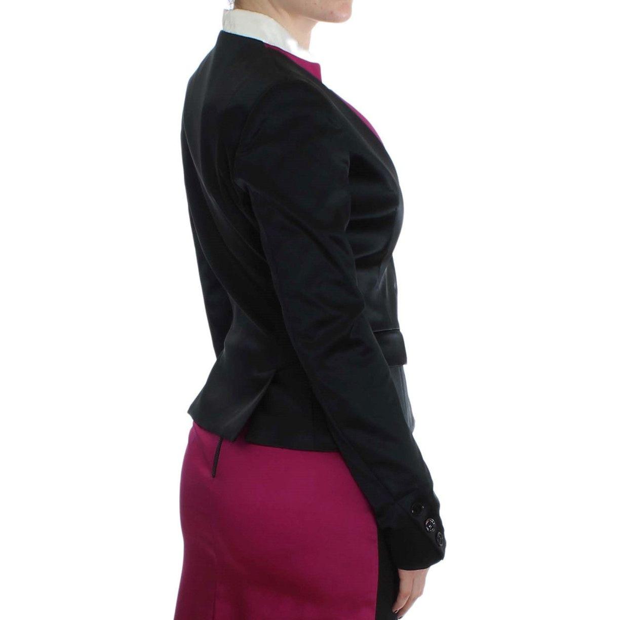 Exte Chic Black and Pink Single-Breasted Blazer Blazer Jacket Exte