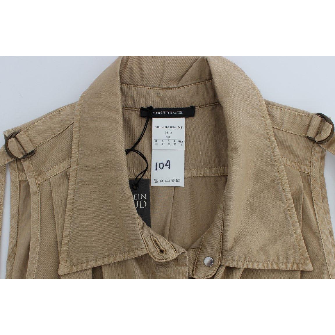 PLEIN SUD Beige Cotton Sleeveless Shirt