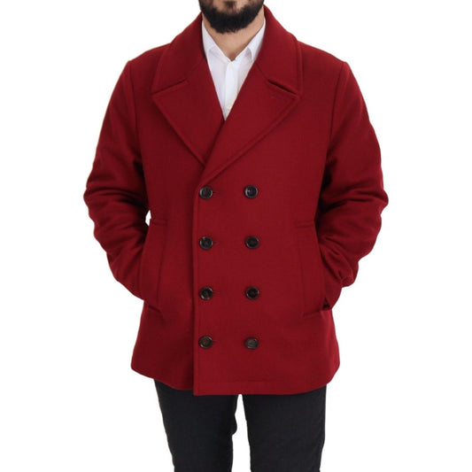 Dolce & Gabbana Elegant Red Double Breasted Wool Jacket Dolce & Gabbana