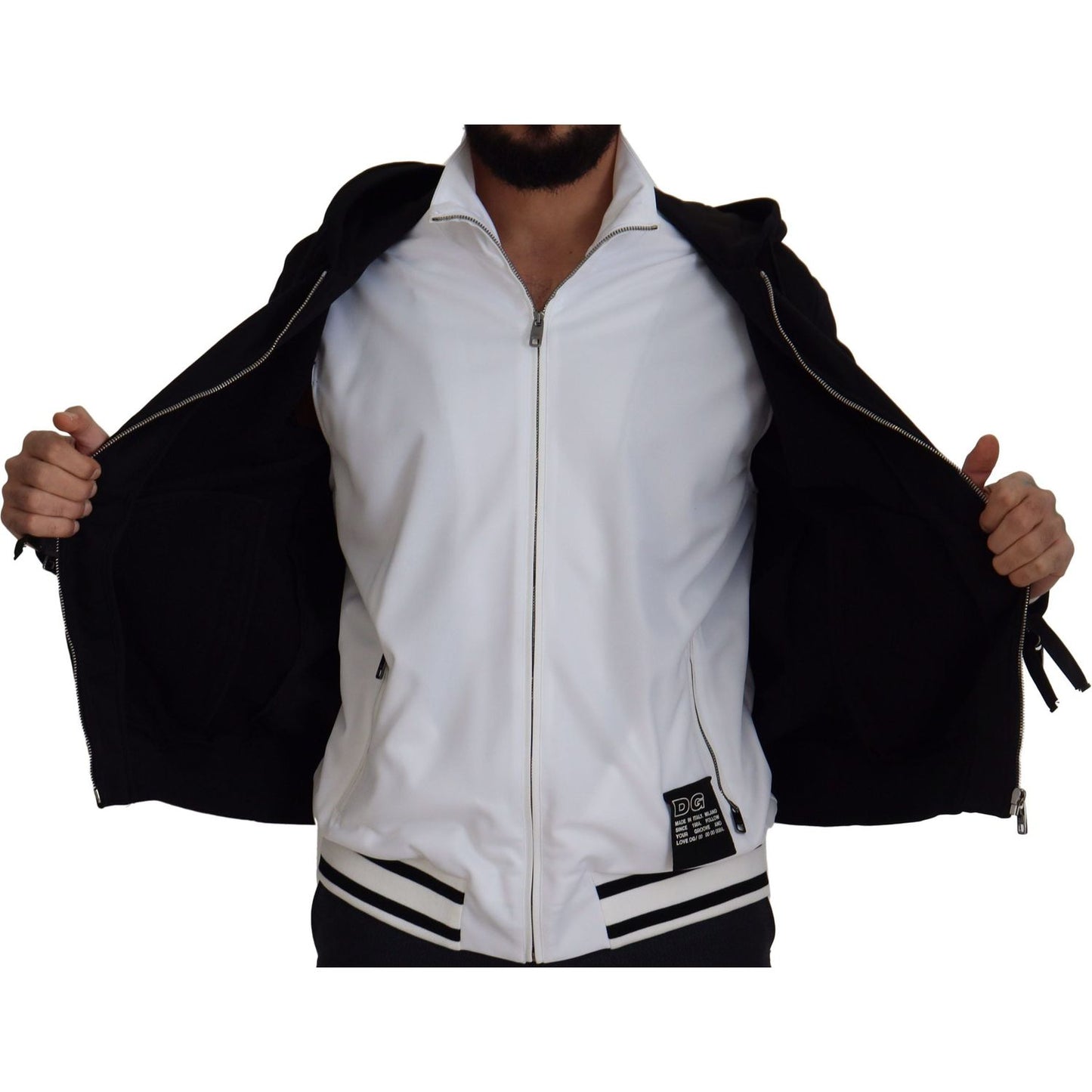 Dolce & Gabbana Elegant Black Bomber Jacket with Hood Dolce & Gabbana