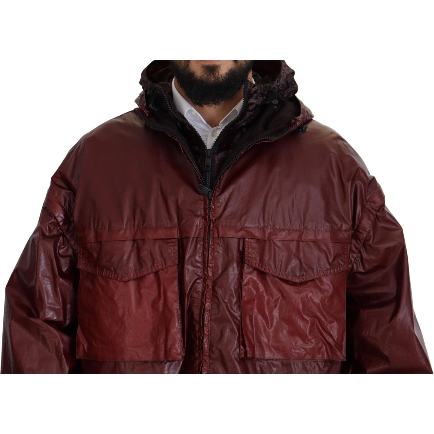 Dolce & Gabbana Elegant Bordeaux Full Zip Hooded Jacket Dolce & Gabbana