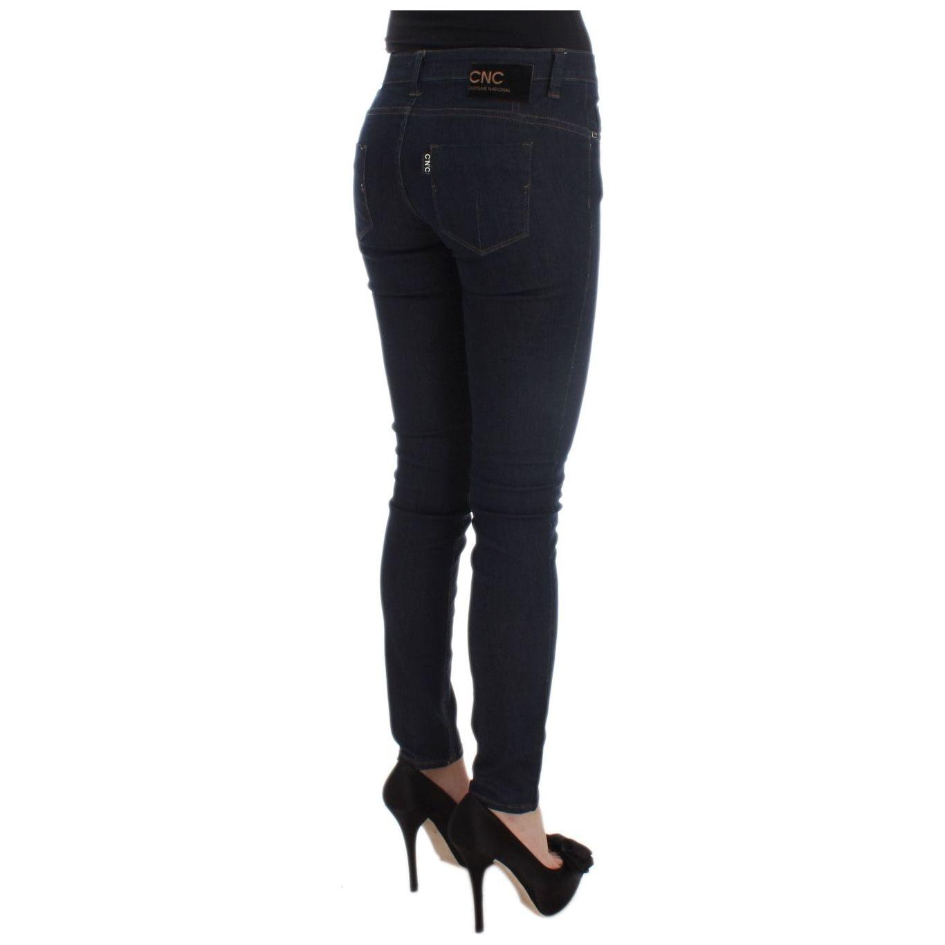 Costume National Blue Cotton Blend Slim Fit Jeans
