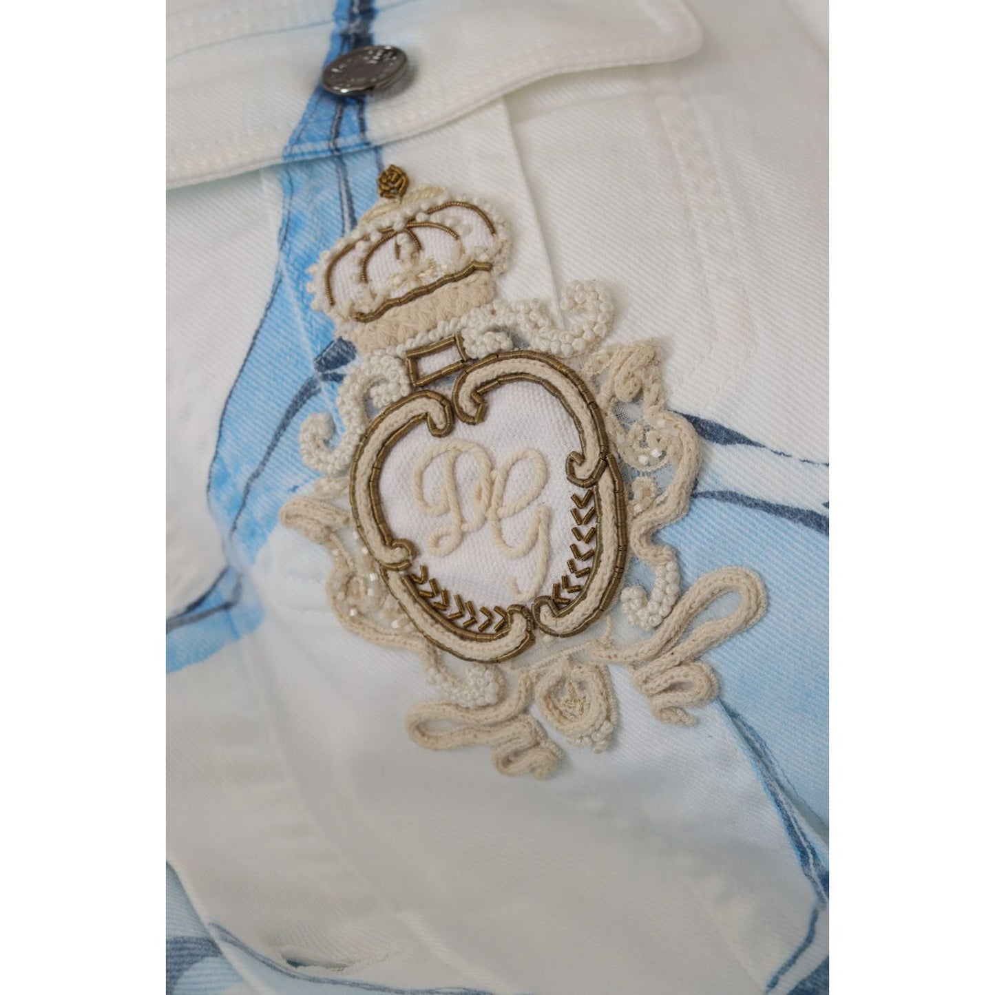 Dolce & Gabbana Multicolor Logo Embroidered Denim Jacket Dolce & Gabbana