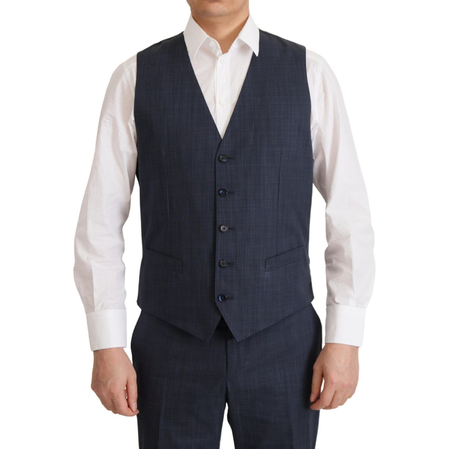 Dolce & Gabbana Elegant Dark Blue Cotton Three Piece Martini Suit Suit Dolce & Gabbana