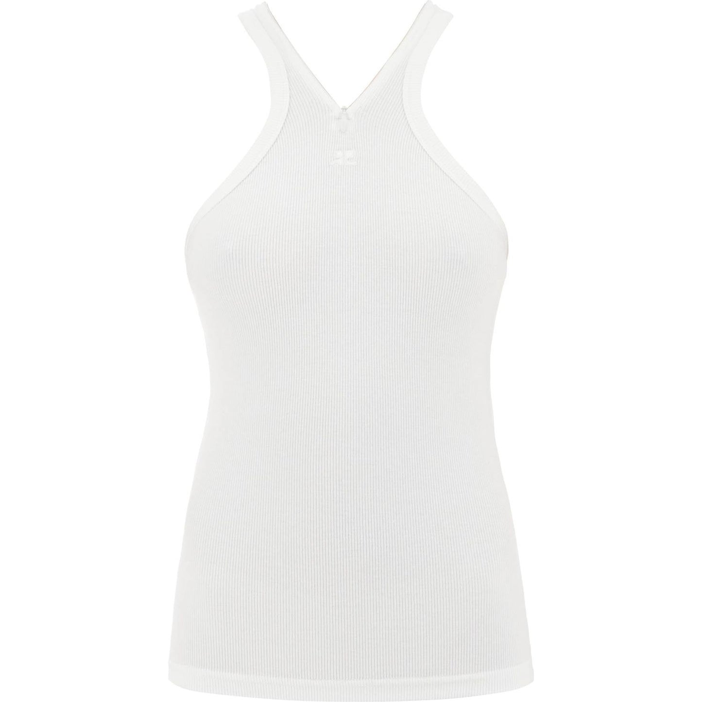 Courreges ribbed tank top with zipper on the neckline