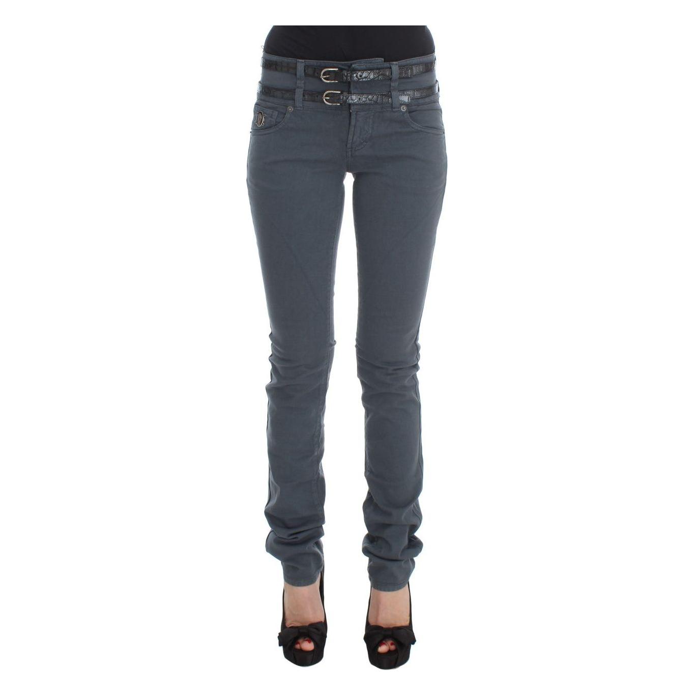 John Galliano Blue Cotton Blend Slim Fit High Waist Jeans