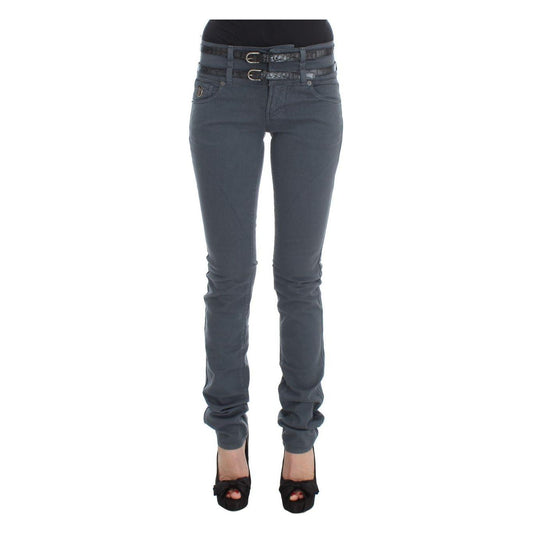 John Galliano Blue Cotton Blend Slim Fit High Waist Jeans