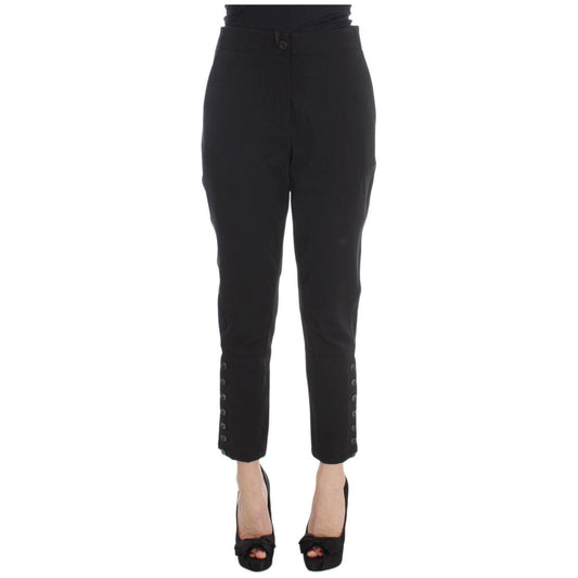 Ermanno Scervino Black Cotton Blend Capri Cropped Pants