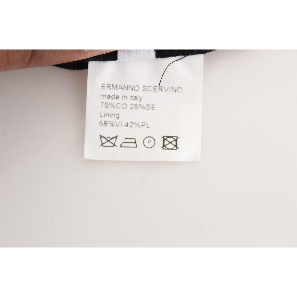 Ermanno Scervino Black Striped Cotton Blend Wide Legs Pants