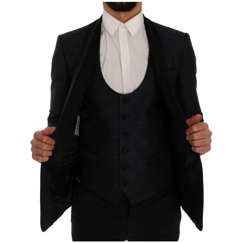 Dolce & Gabbana Elegant Blue & Black Slim Fit Suit Ensemble Dolce & Gabbana