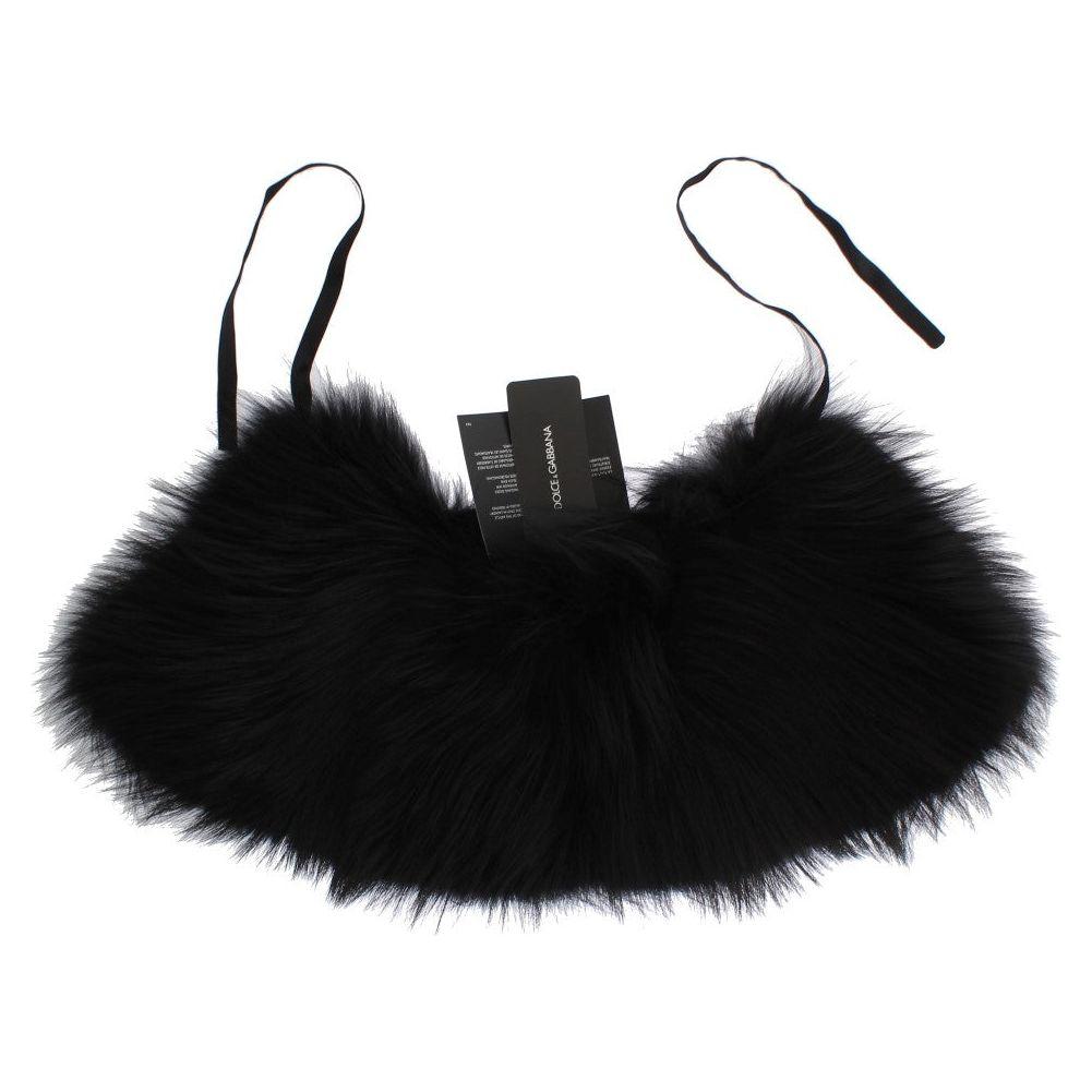 Dolce & Gabbana Black Fox Fur Collar Scarf