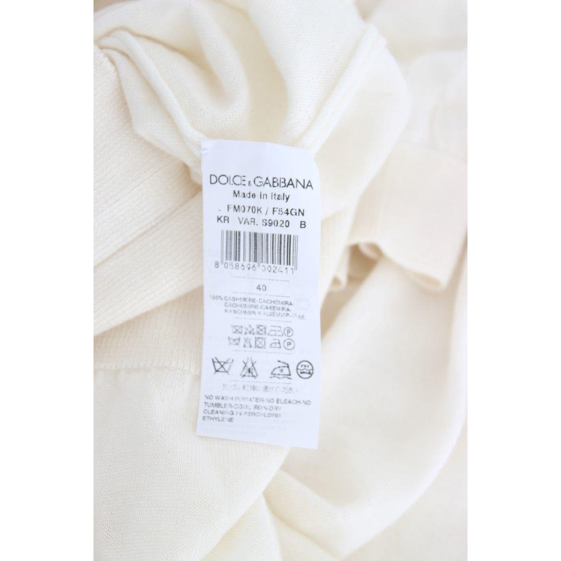 Dolce & Gabbana White 100% Cashmere Sweater