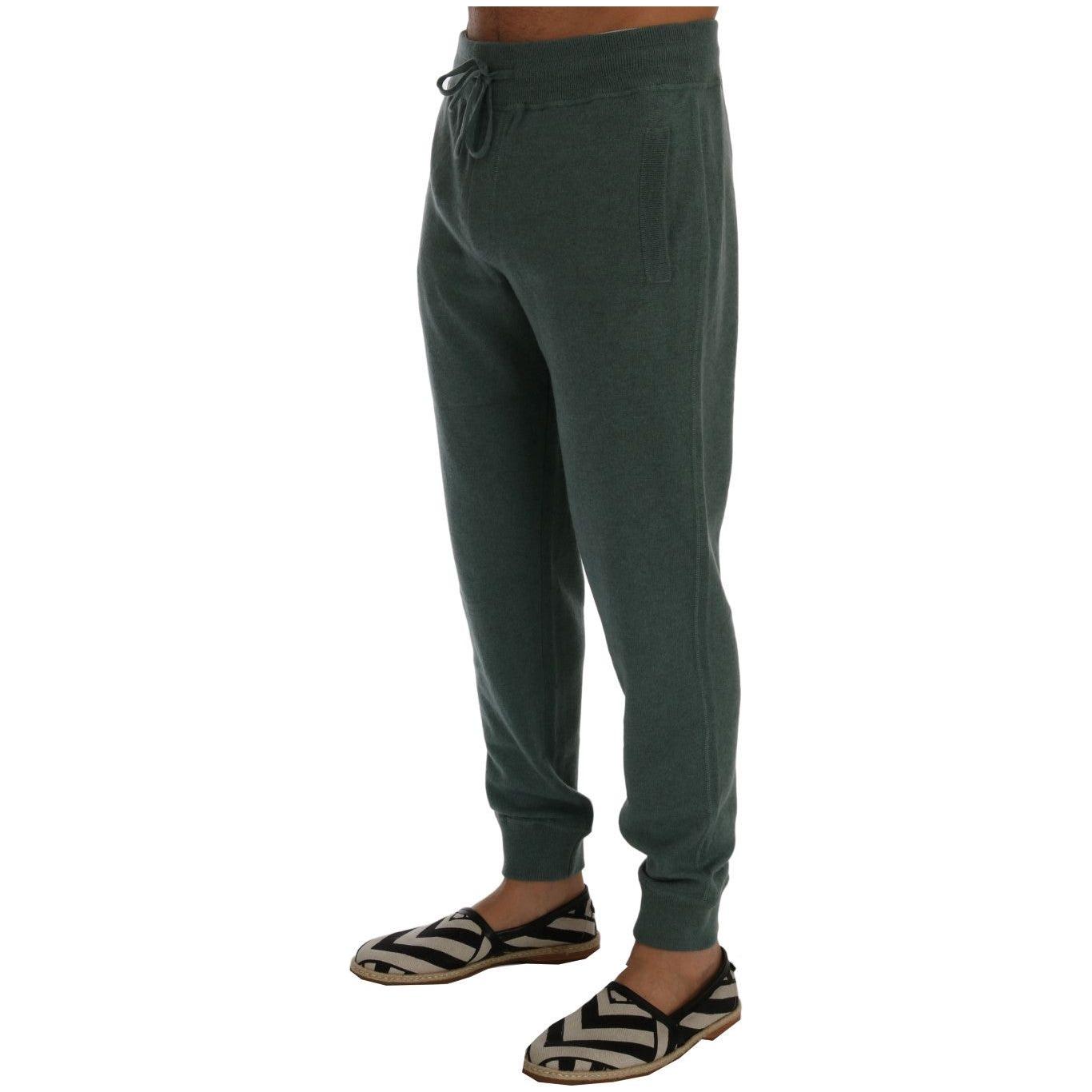 Dolce & Gabbana Elegant Green Cashmere Sport Pants Dolce & Gabbana