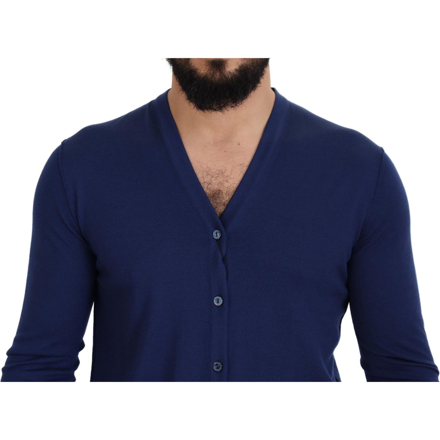 Dolce & Gabbana Elegant Virgin Wool Blue Cardigan Sweater Dolce & Gabbana