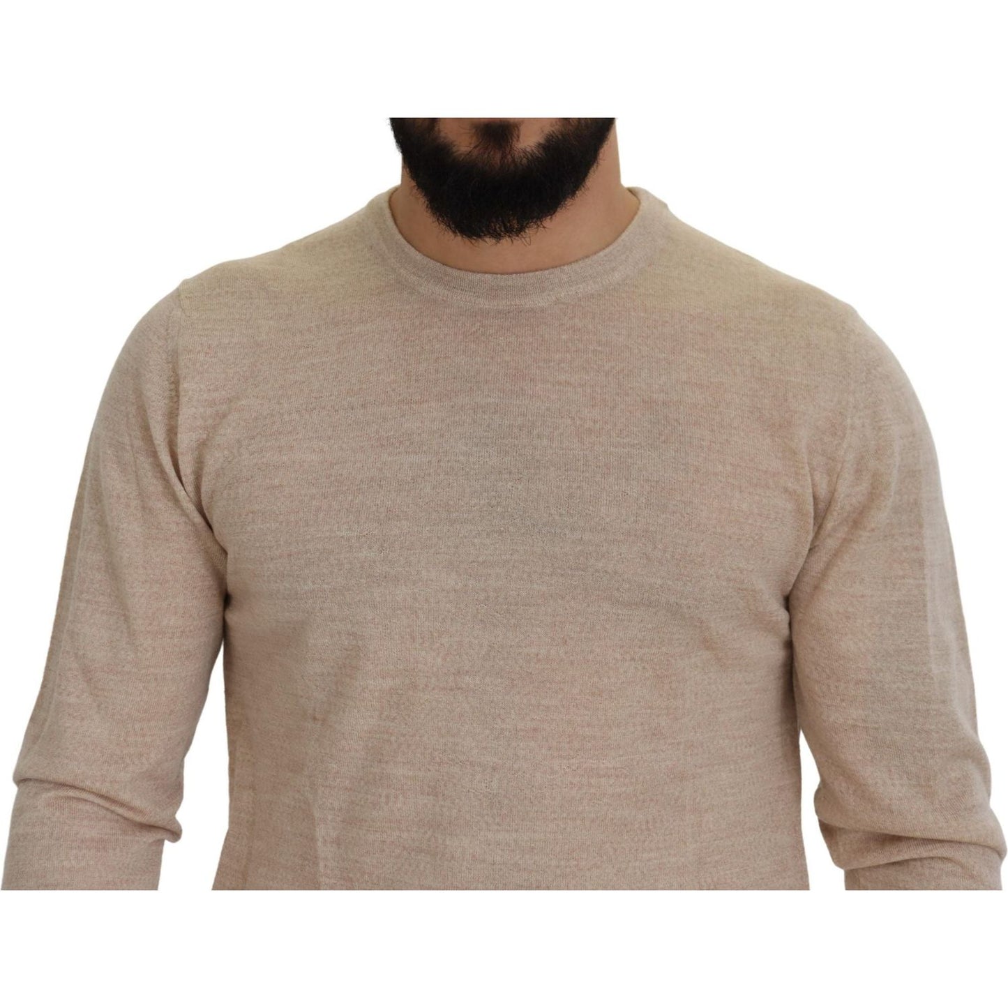 Dolce & Gabbana Elegant Beige Crewneck Wool Sweater Dolce & Gabbana