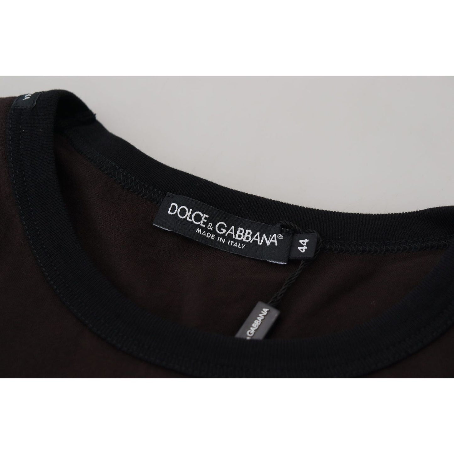 Dolce & Gabbana Elegant Brown Crewneck Cotton Sweater Dolce & Gabbana