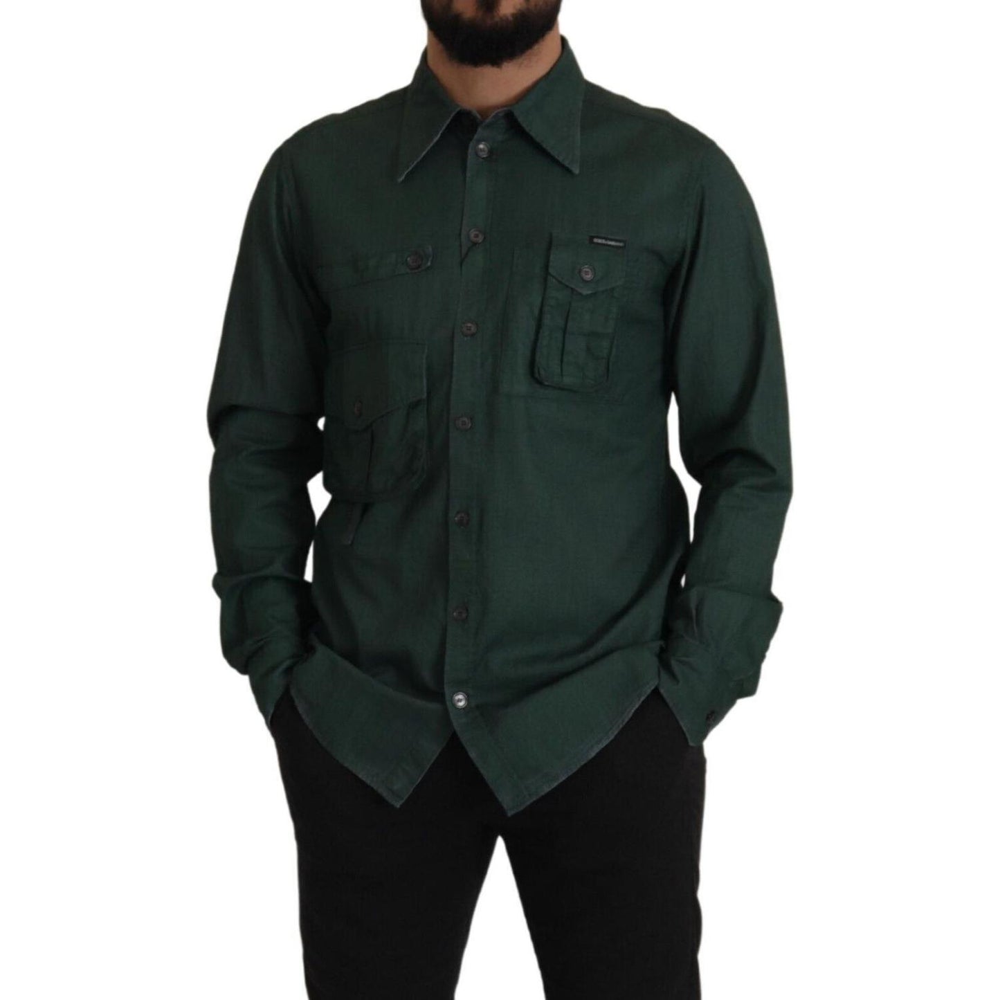 Dolce & Gabbana Emerald Elegance Slim Fit Casual Shirt Dolce & Gabbana