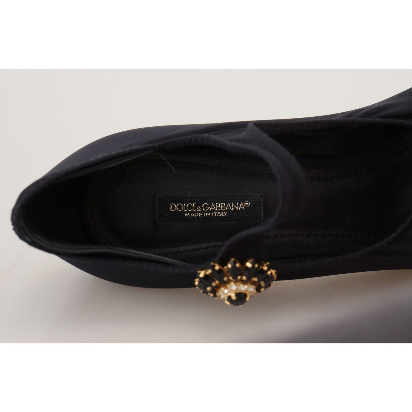 Dolce & Gabbana Chic Black Mary Jane Sock Pumps with Crystals Dolce & Gabbana