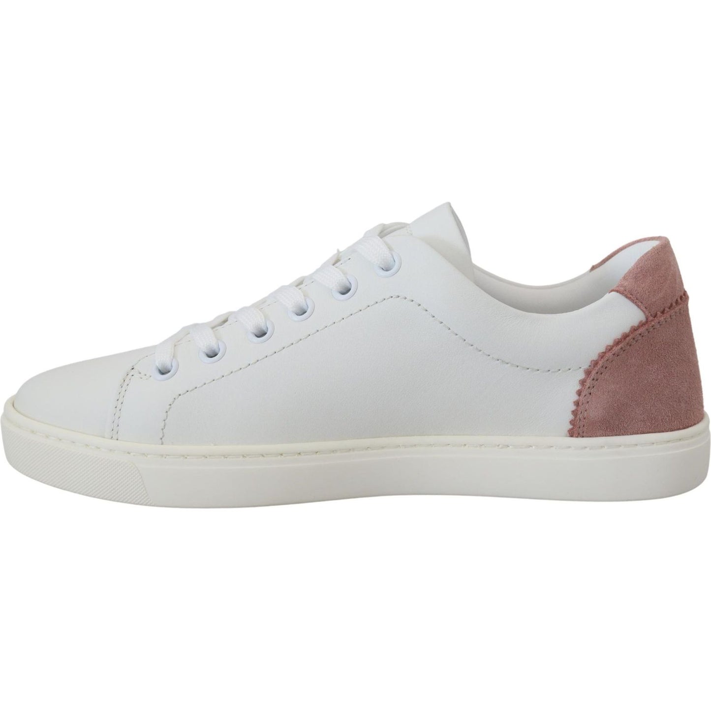 Dolce & Gabbana Chic White Pink Leather Low-Top Sneakers Dolce & Gabbana