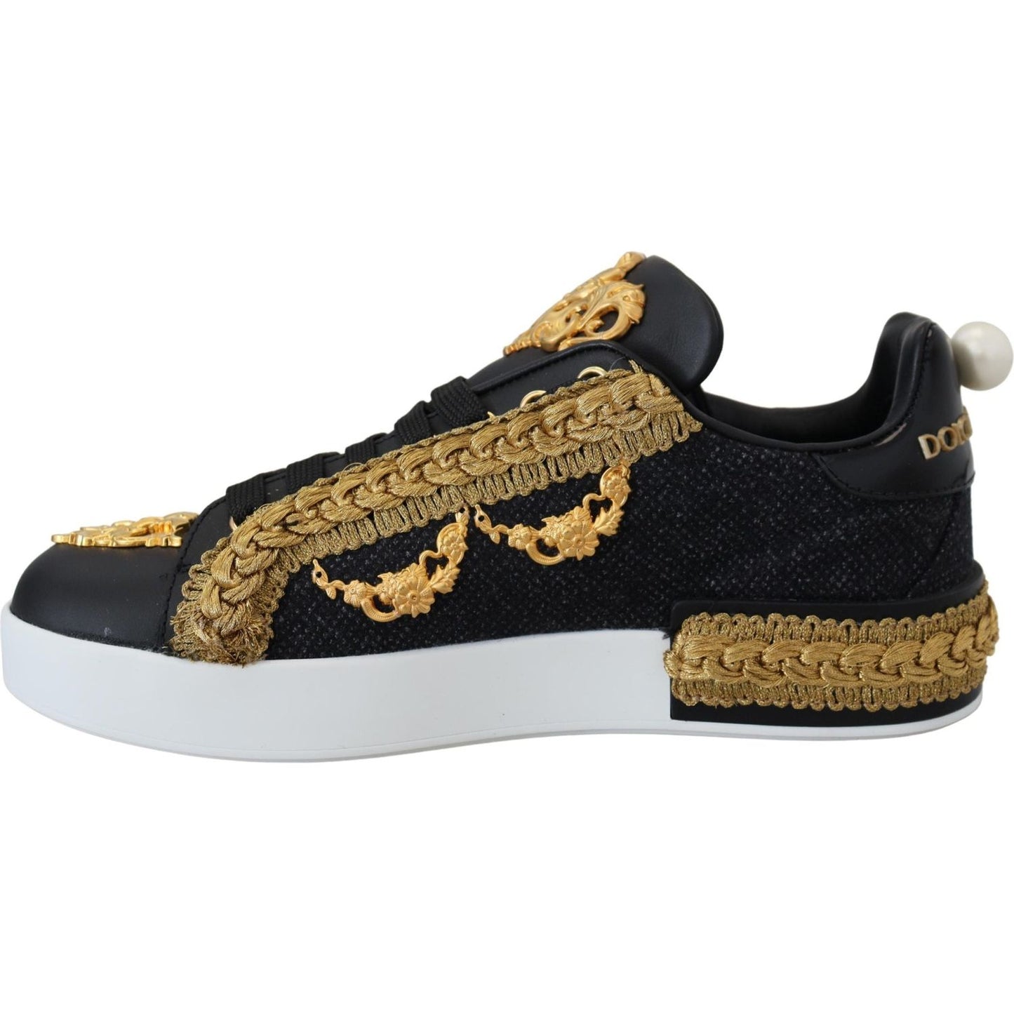 Dolce & Gabbana Elegant Portofino Leather Sneakers in Black Dolce & Gabbana