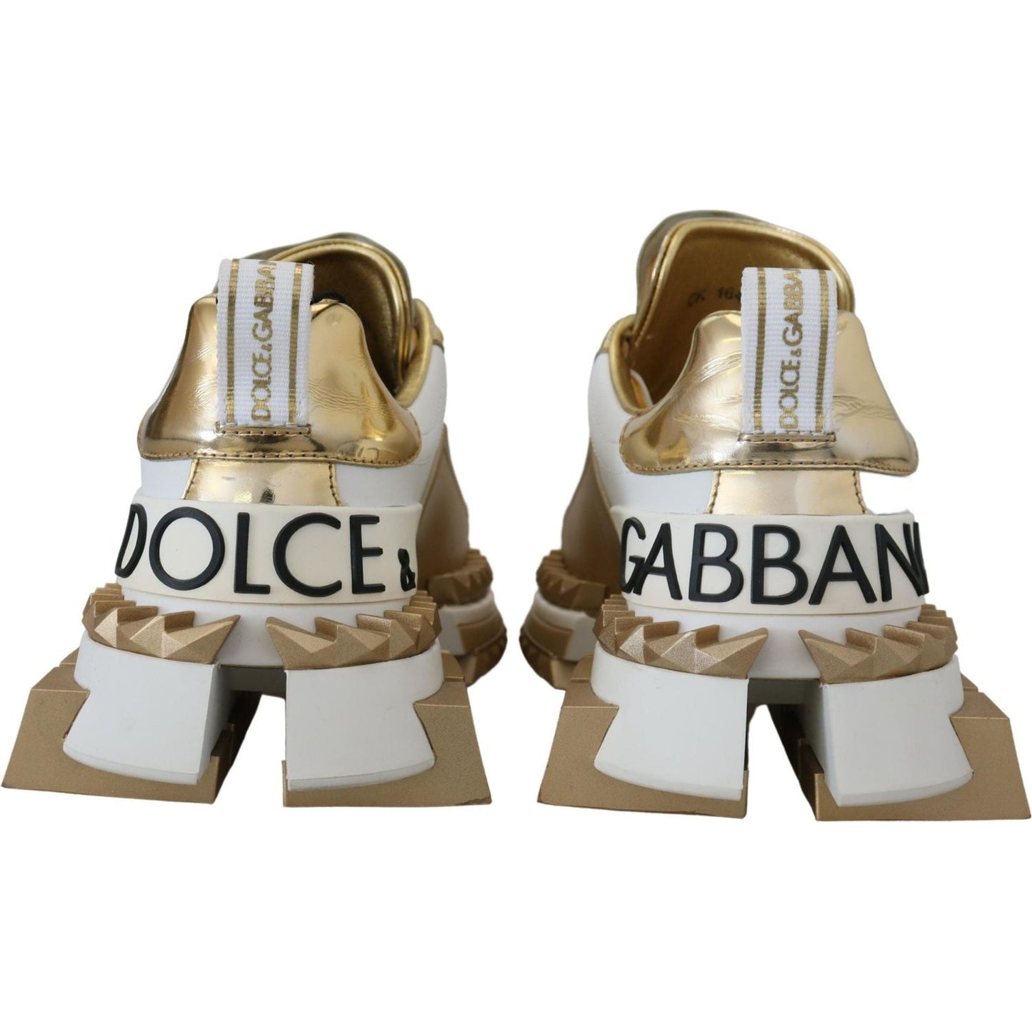 Dolce & Gabbana Elegant White and Gold Leather Sneakers Dolce & Gabbana